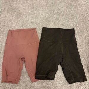Lululemon Set of Pink and Black High-Waisted Biker Shorts